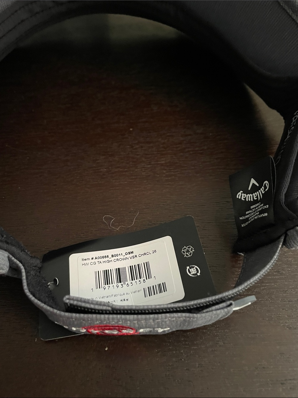 NWT Callaway Gray Men’s Golf Visor with FreshBand - Picture 3 of 4